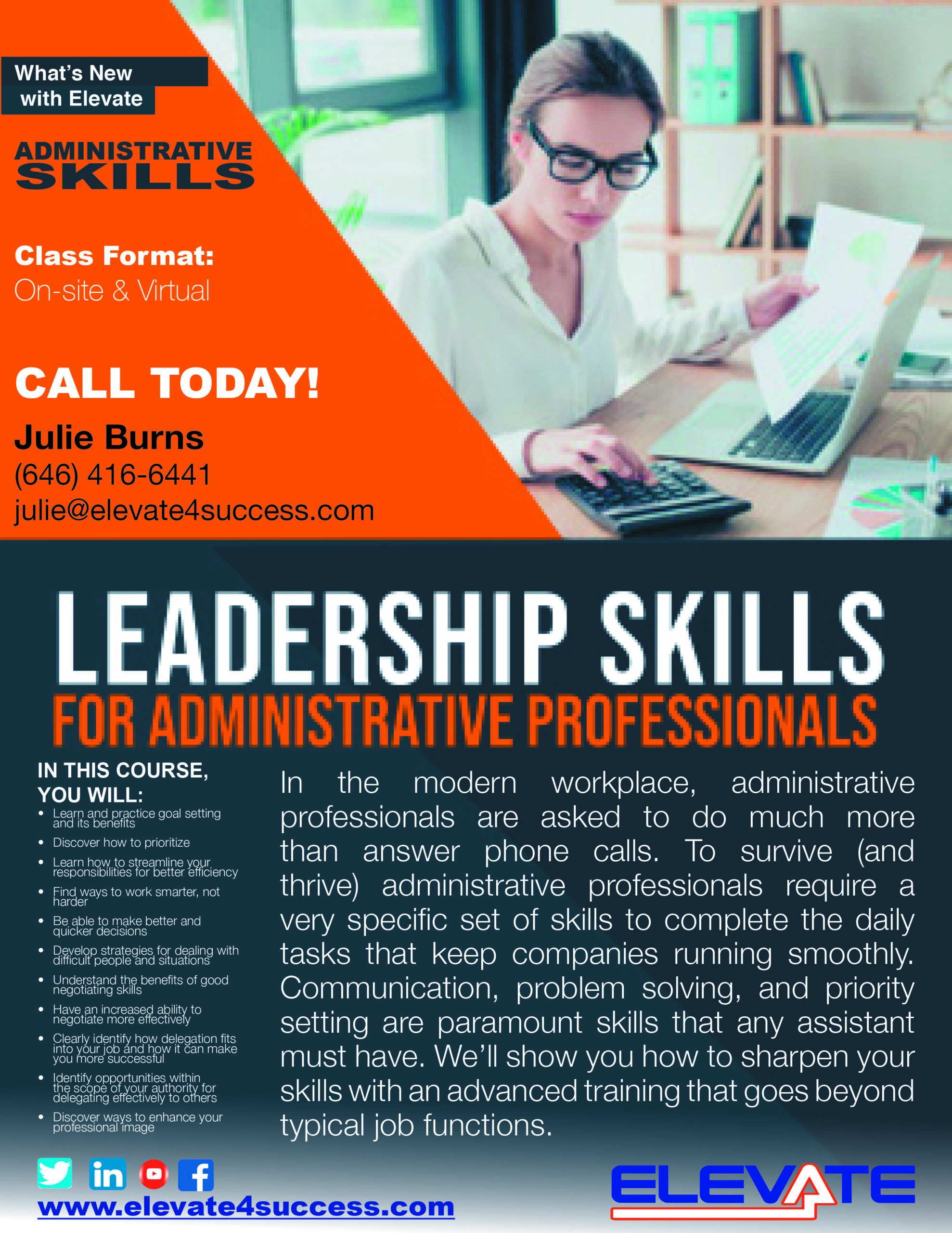 Leadership Skills for Great Administrative Professionals USA Sales Flyer