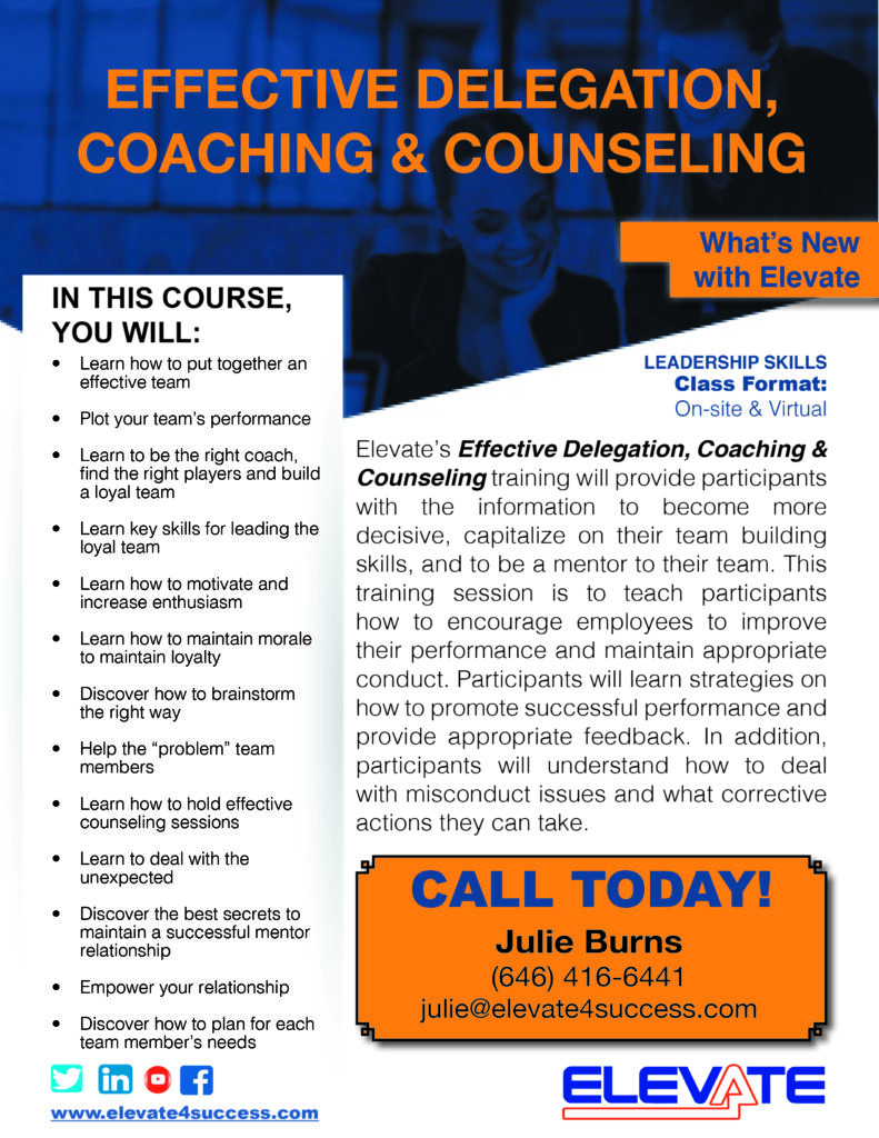 Effective Delegation Coaching Counseling USA