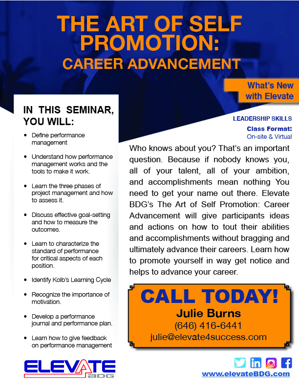 THE ART OF SELF PROMOTION CAREER ADVANCEMENT – ElevateUSA